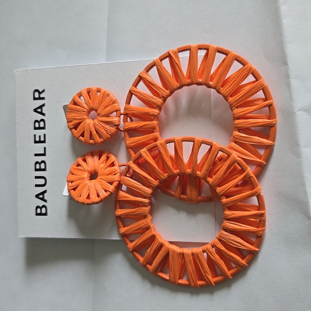 Orange Raffia Earrings